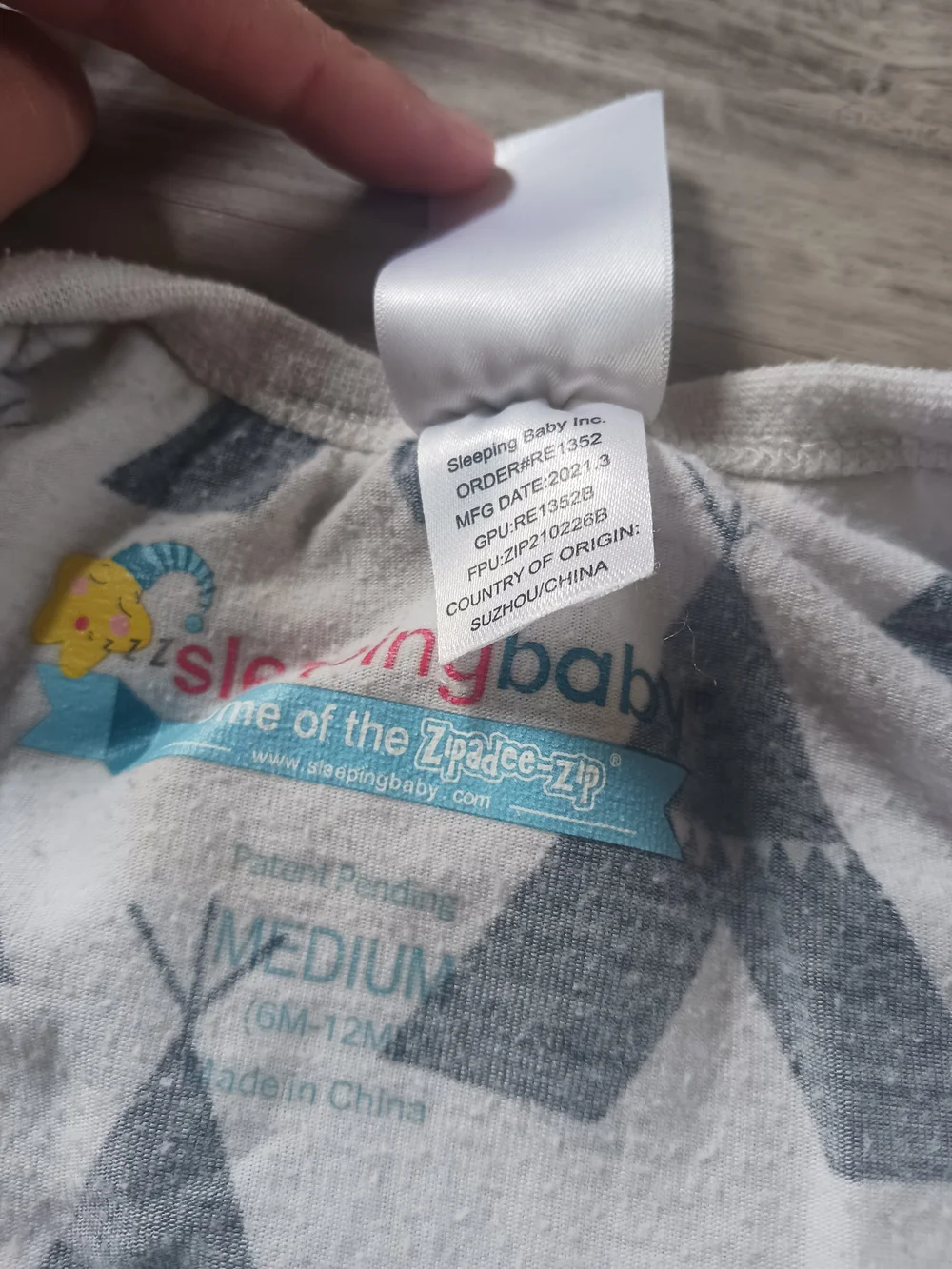 Zipadee Zip Teepee Print Sleep Sack - White and Charcoal